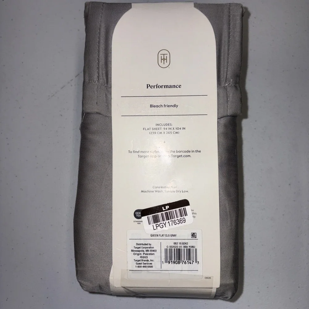 Queen 400 Thread Count Performance Flat Sheet Classic Gray - Threshold: Cotton